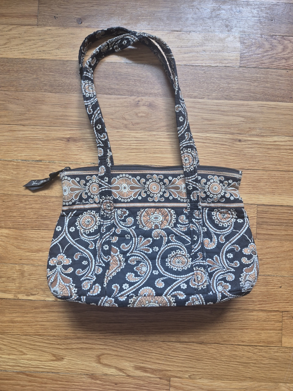 Vera Bradley Quilted Patterned Tote Bag in Black and Tan